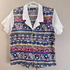 Cabrais—Colorful Patterned Vest with White Shirt